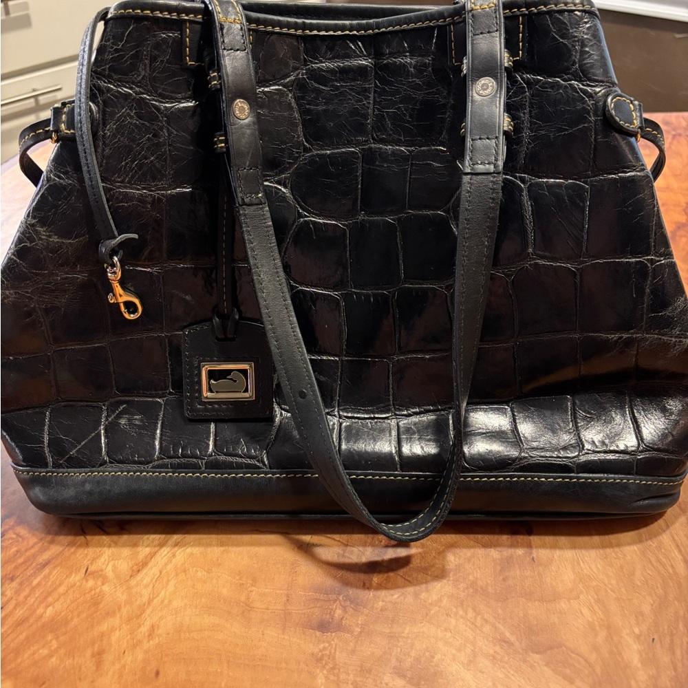 Dooney & Bourke Black Crocodile-Embossed Shoulder Bag
